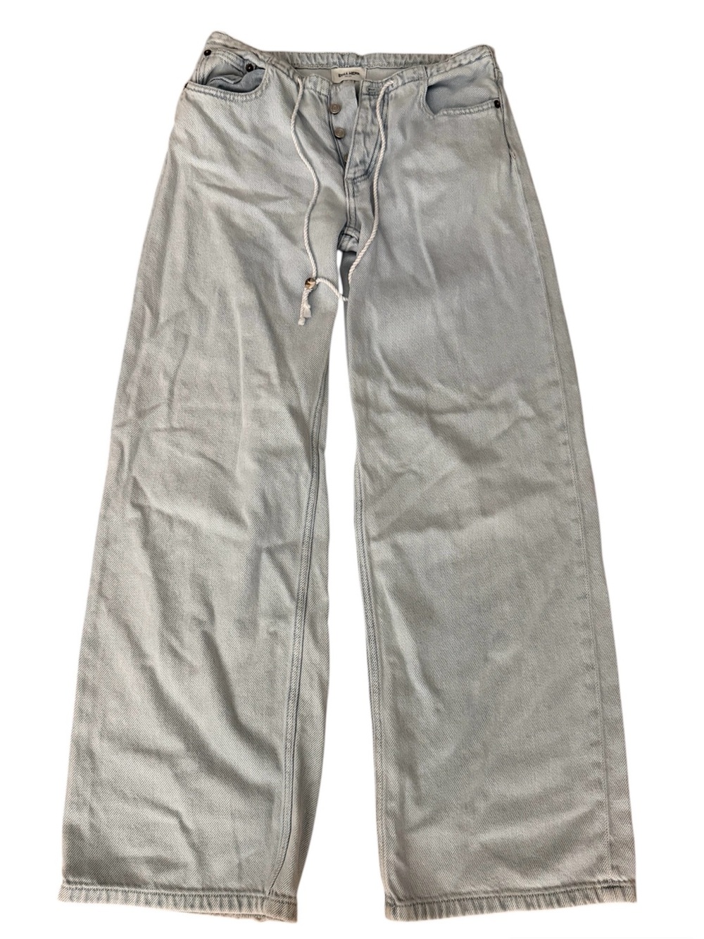 Still Here Cool Jeans 25 Light Wash Wide Leg Drawstring Denim Jeans